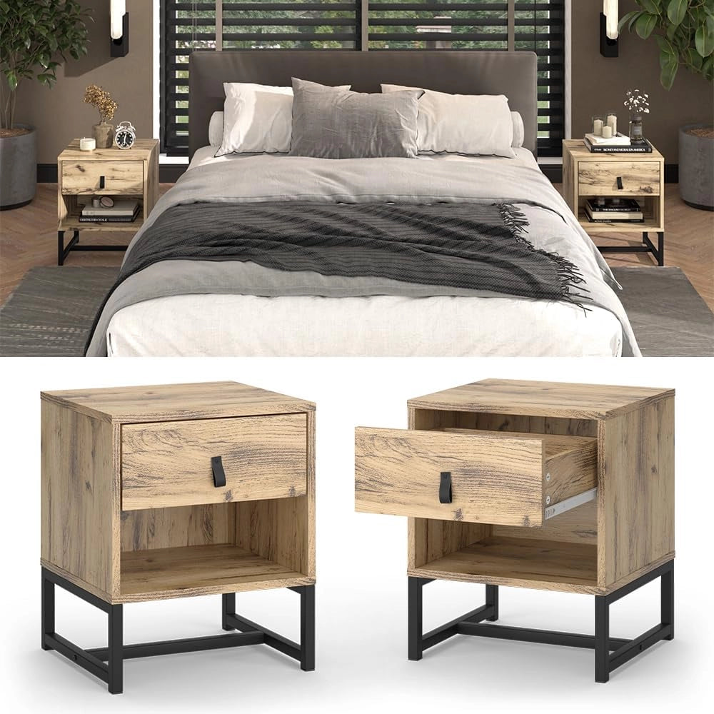 Comodino Ezra, Rovere, 39 x 47 cm Set di 2
