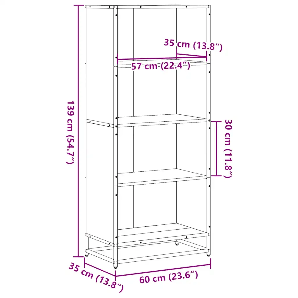 Libreria Rovere Marrone 60x35x139 cm in Truciolato 3300844