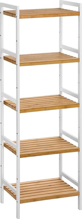 Unità di Stoccaggio a 5 Niveaux - Bamboe - 45 x 31,5 x 142 cm - Bianco - Beige