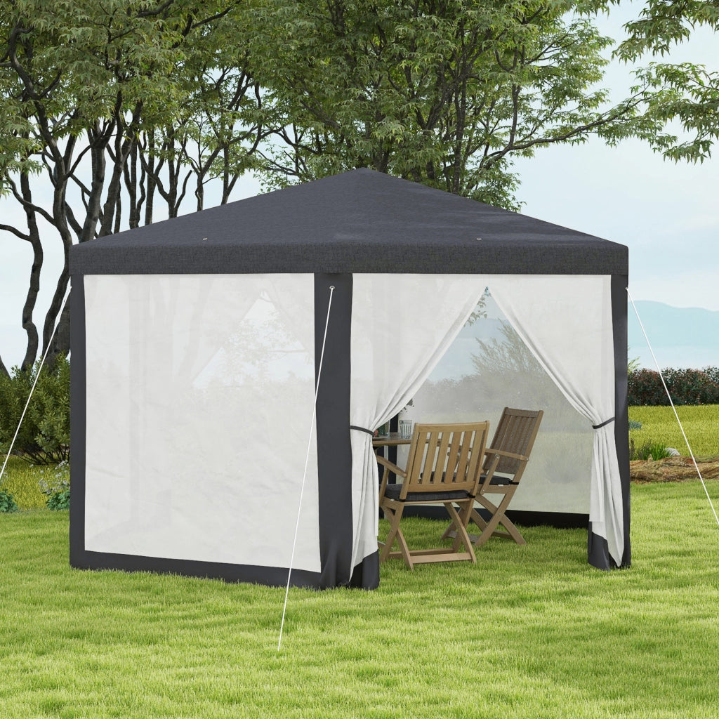 Gazebo da Giardino Esagonale ¨C zephmum ¨C Grigio, Metallo e Poliestere, 394x394x250 cm
