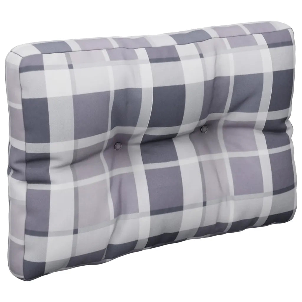 Cuscini per Pallet 2 pz Grigi a Quadri in Tessuto 360659