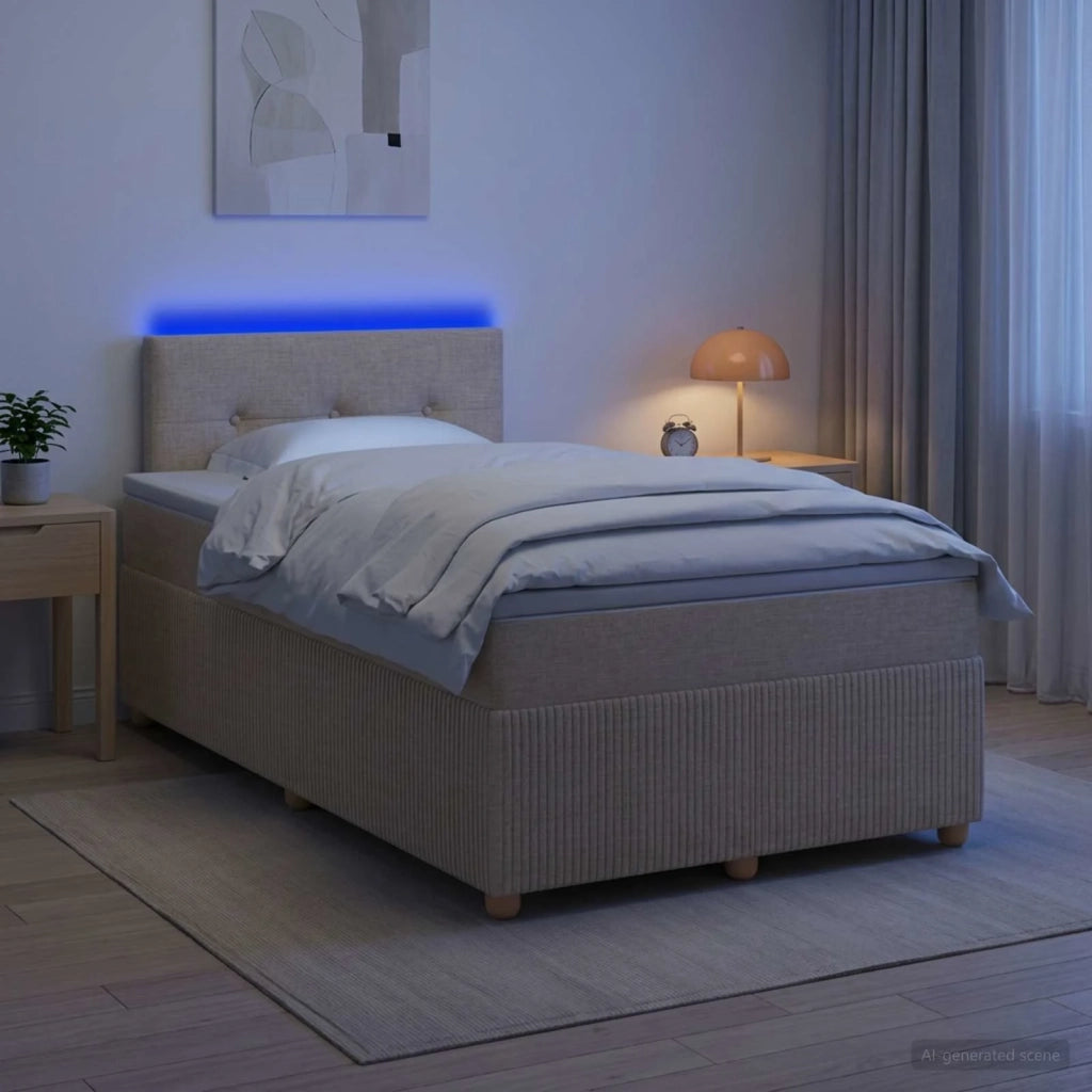 Letto box spring con materasso Crema 120 x 200 cm Tessuto 3452909