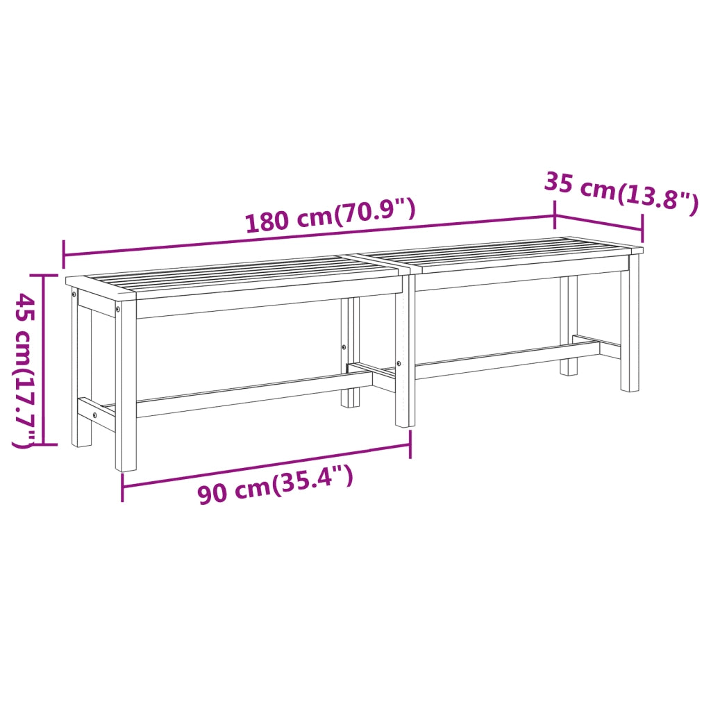 Panca da Giardino 180x35x45 cm in Legno Massello di Acacia 319421