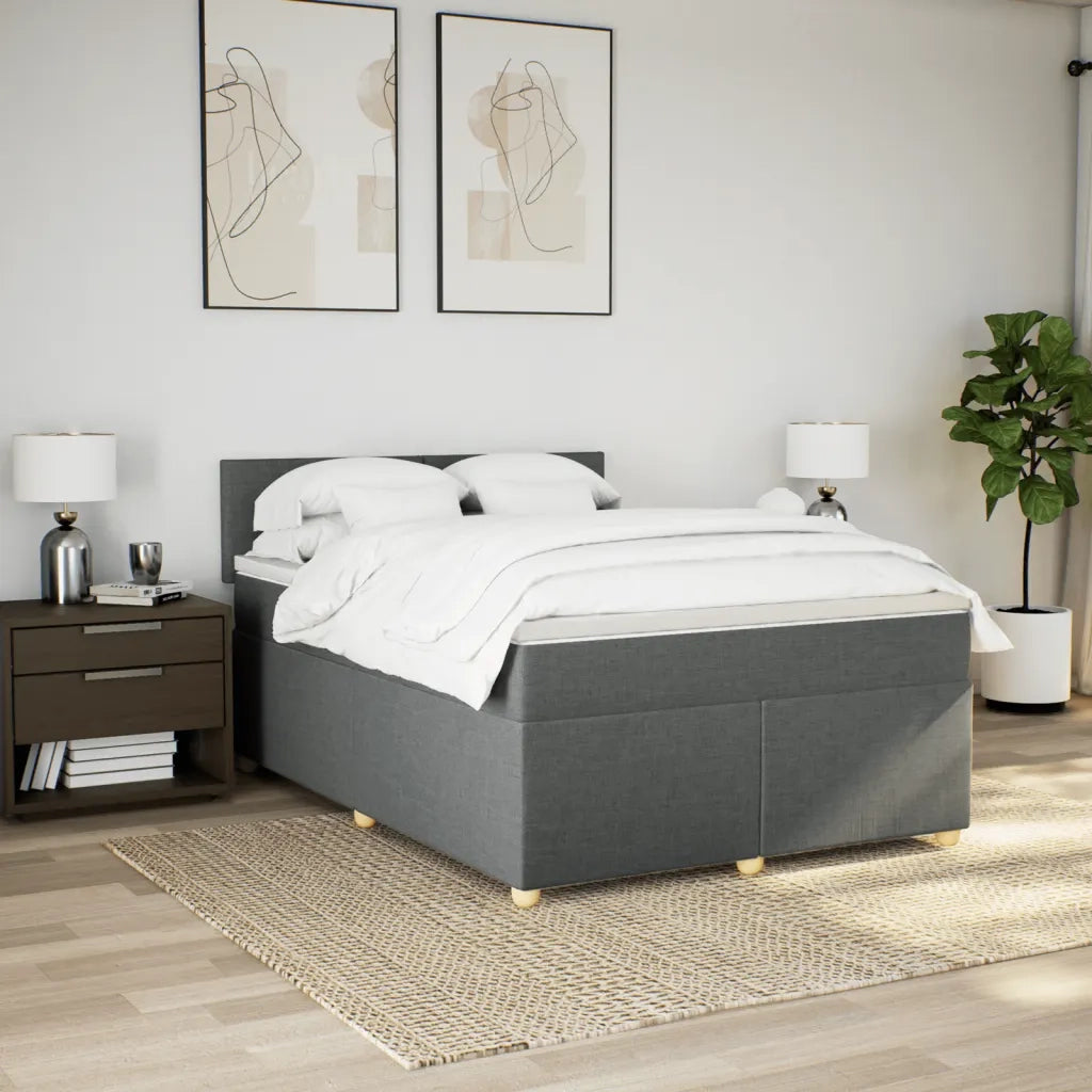 Giroletto a Molle con Materasso Grigio Scuro 140x190 cm Tessuto