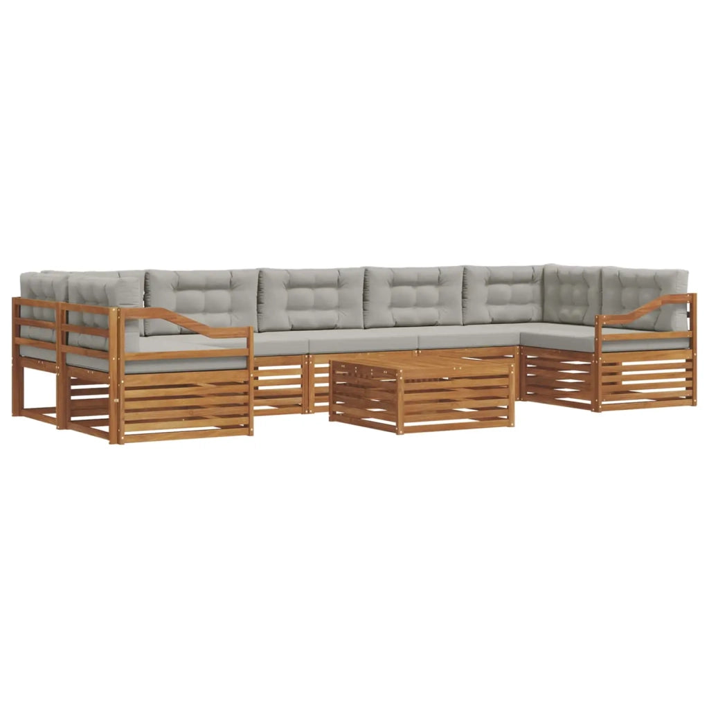 Set di divani da esterno 8 pcs Grigio Naturale e Chiaro