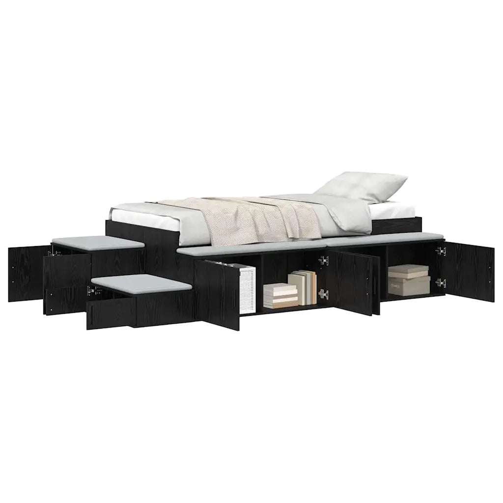 Struttura letto con contenitore Rovere Nero 80 cm 3335574