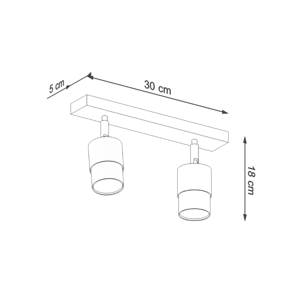 Faretto soffitto nero-oro barra doppia 2xGU10 Pure Lume