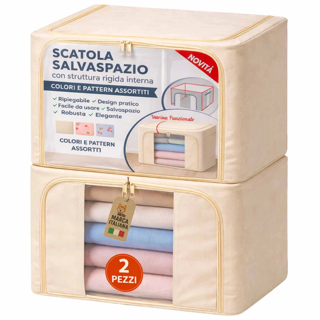 Akitaink Set 2 Contenitori Armadio Salvaspazio 62x42x35 cm