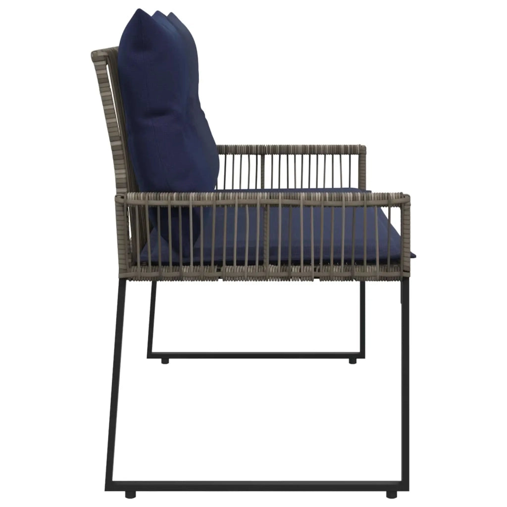 Panchina da esterno 4 pcs Grigio e Blu Navy polyrattan