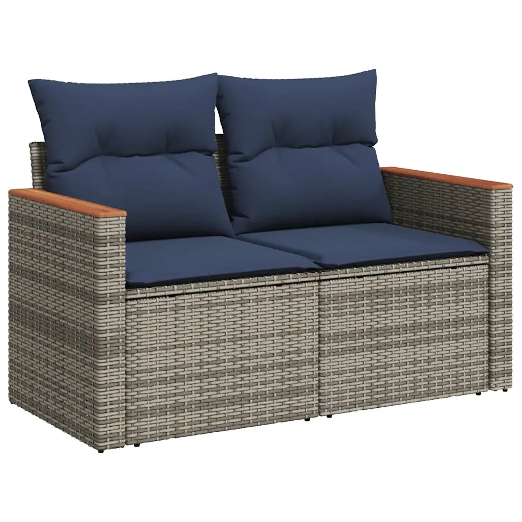 Set Divani da Giardino 6 pz con Cuscini Grigio in Polyrattan 3225858