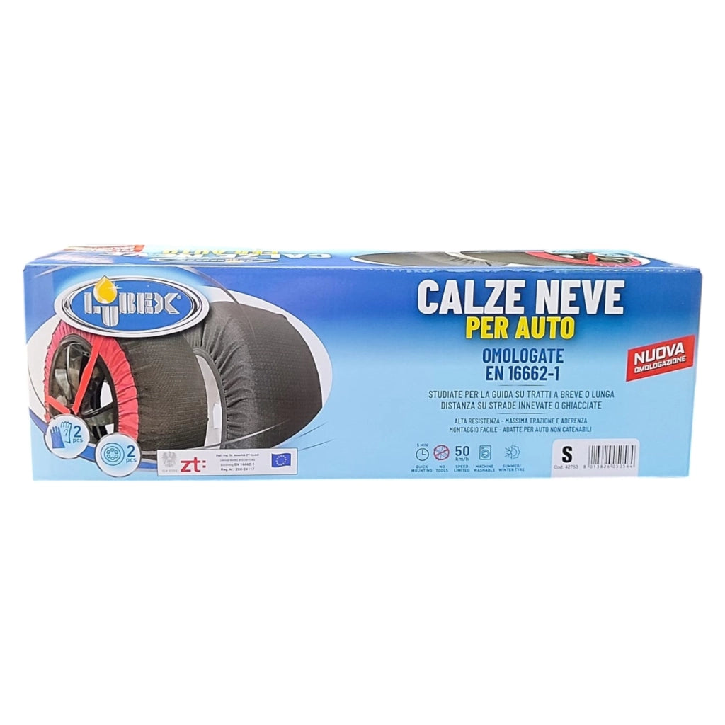 COPPIA CALZE DA NEVE PER AUTO OMOLOGATE TAGLIA S