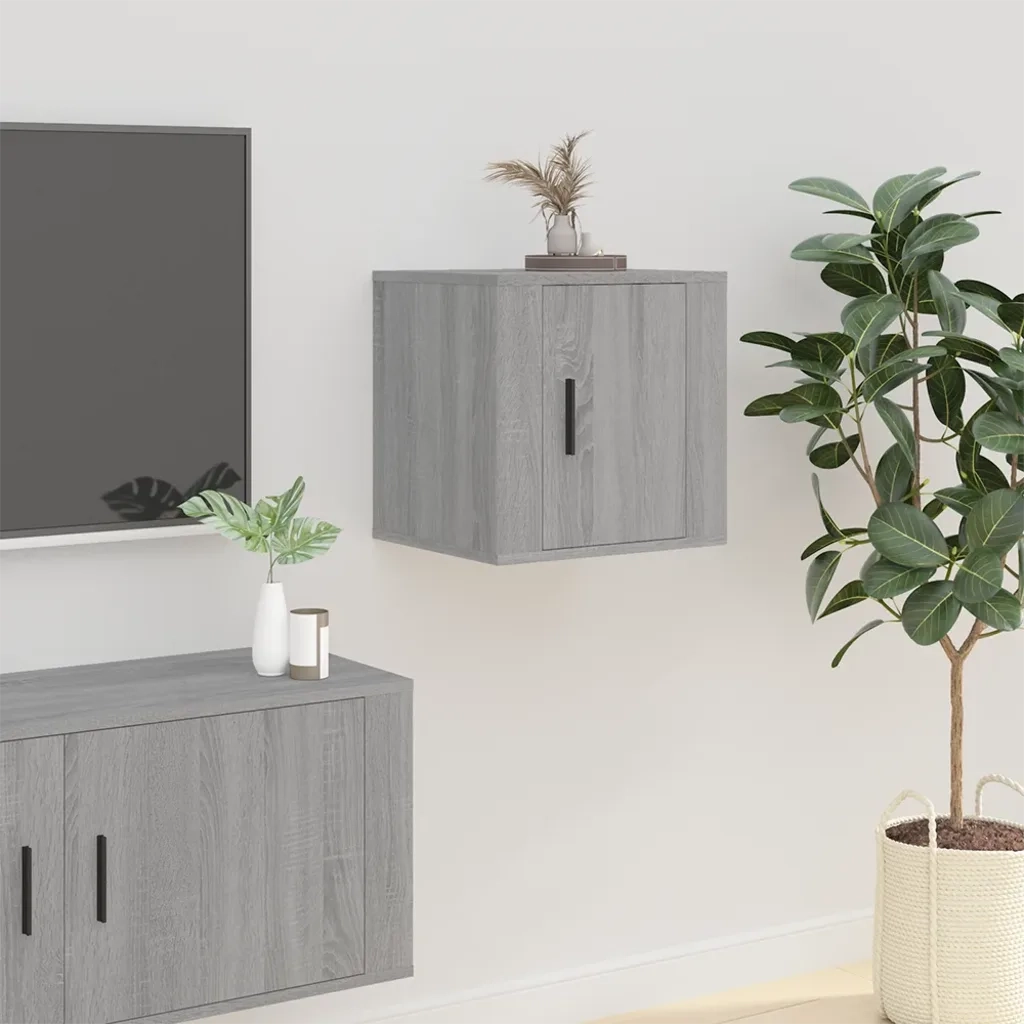 Mobili Porta TV a Parete 2 pz Grigio Sonoma 40x34,5x40 cm 816653