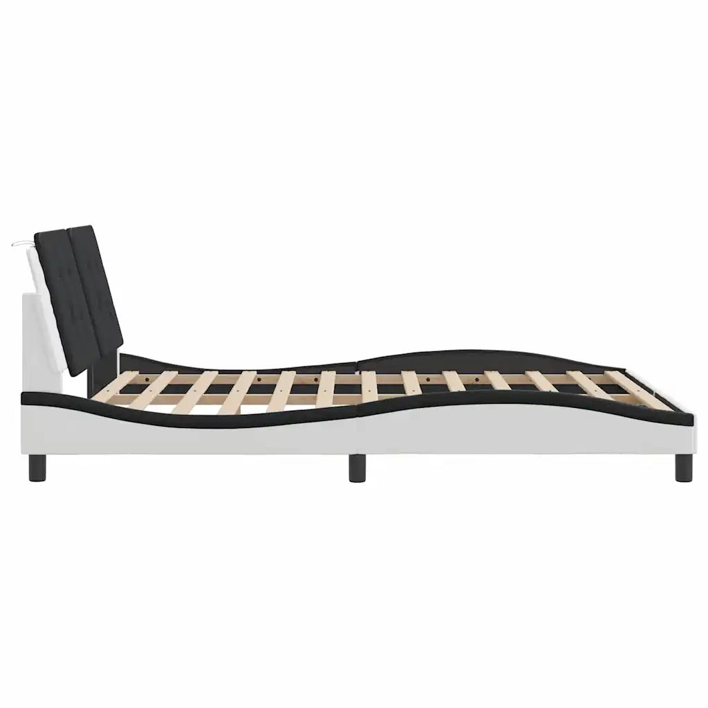 Giroletto senza Materasso Zadar Nero e Bianco 160x200 cm in Similpelle 3208197
