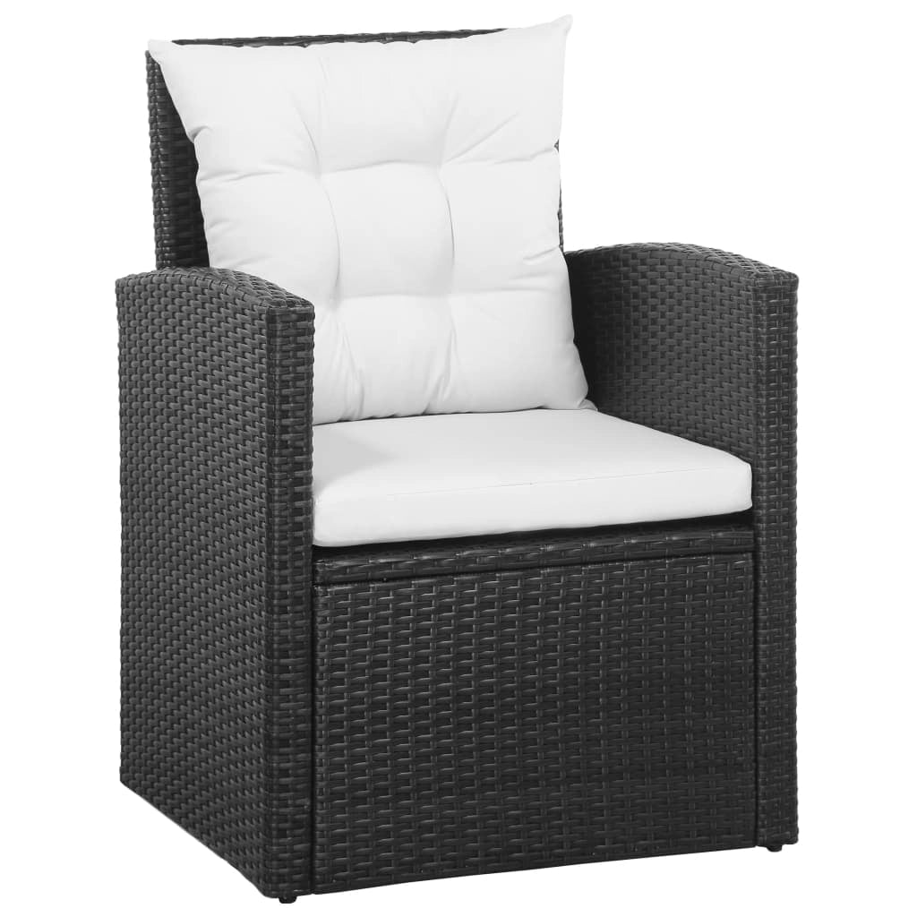Set di mobili da giardino mobili da esterno 5 pezzi con cuscini resina intrecciata nera 02_0016494