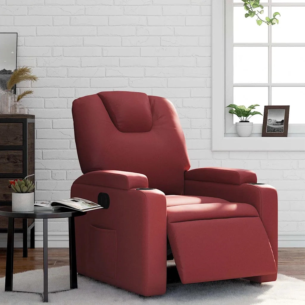 Poltrona Reclinabile Elettrica Rosso Vino in Similpelle 3204420