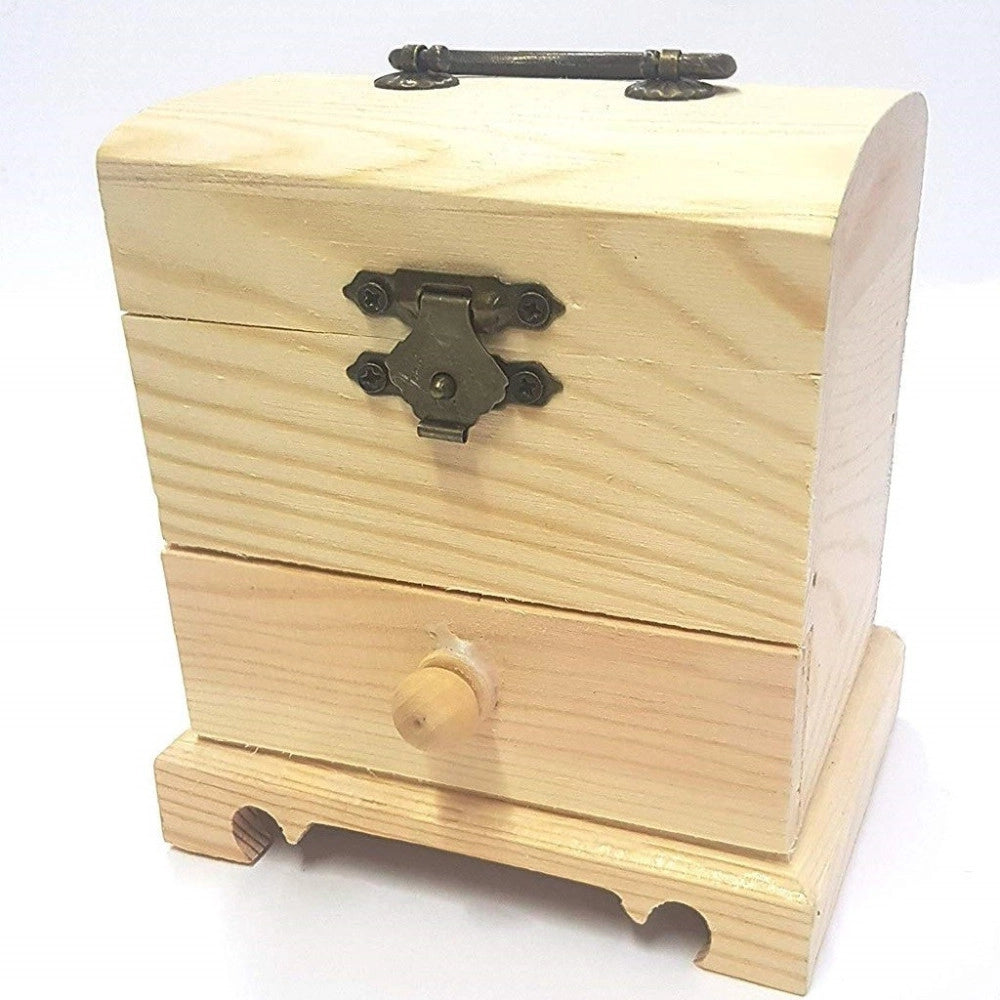 Trade Shop - Scatola Baule Legno Cassetto  64889 Portagioie 11x10.5x8cm Cassettiera -