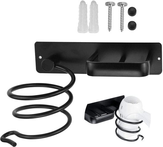 Organizzatore di accessori per capelli e stile, con appoggio per asciugacapelli e organizzatore di stili per capelli.
