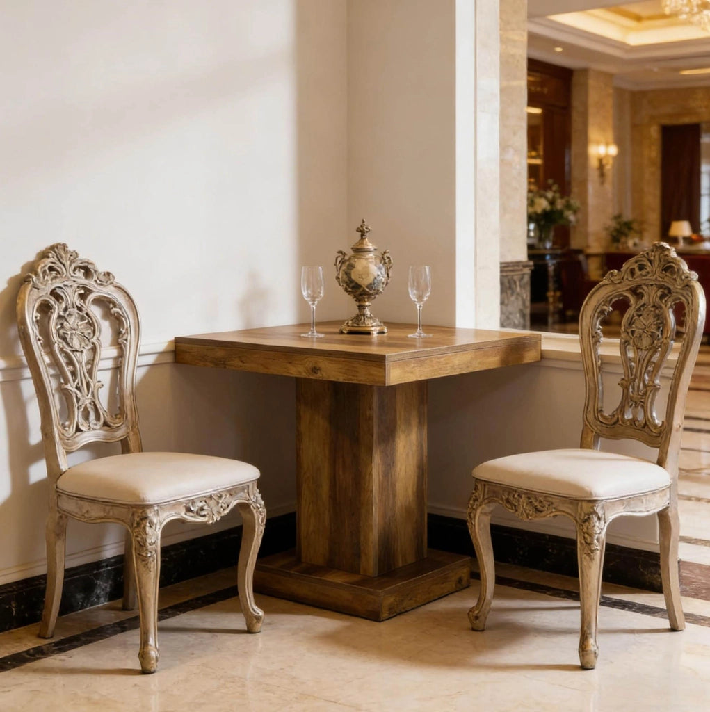 Tavolo da pranzo quadrato salvaspazio in MDF marrone