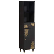 Mobiletto da bagno moderno con cassetto 38 x 33 x 160 cm design elegante e raffinato in legno di mango nero 02_0057897