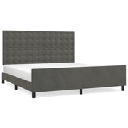 Letto matrimoniale | Letto per adulti | Giroletto con Testiera Grigio Scuro 180x200 cm in Velluto