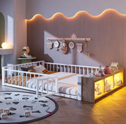Letto per bambini in metallo con LED e vano 140x200 cm