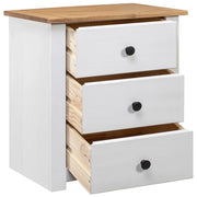 Comodino | Armadio da Notte | Mobiletto da notte Bianco 46x40x57 cm in Legno di Pino Panama Range