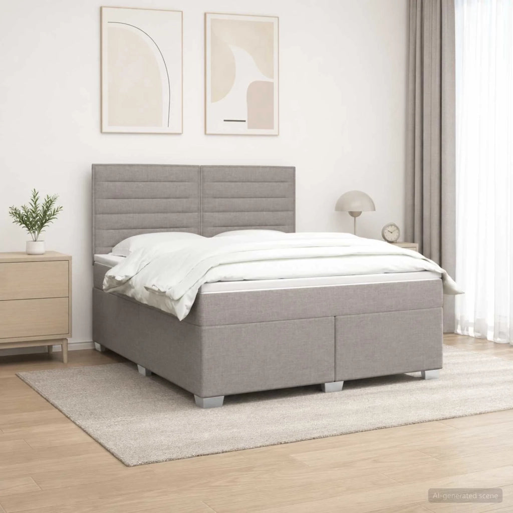 Letto box spring con materasso Tortora 140 x 200 cm Tessuto 3453420