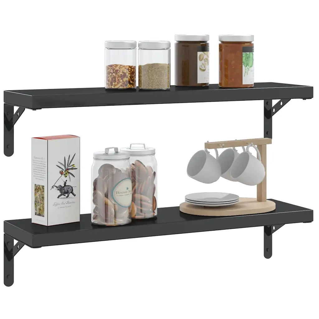 4 pz Staffe per Mensola | Ripiano | Scaffale 20x2,5x14 cm in Acciaio Inox Nero