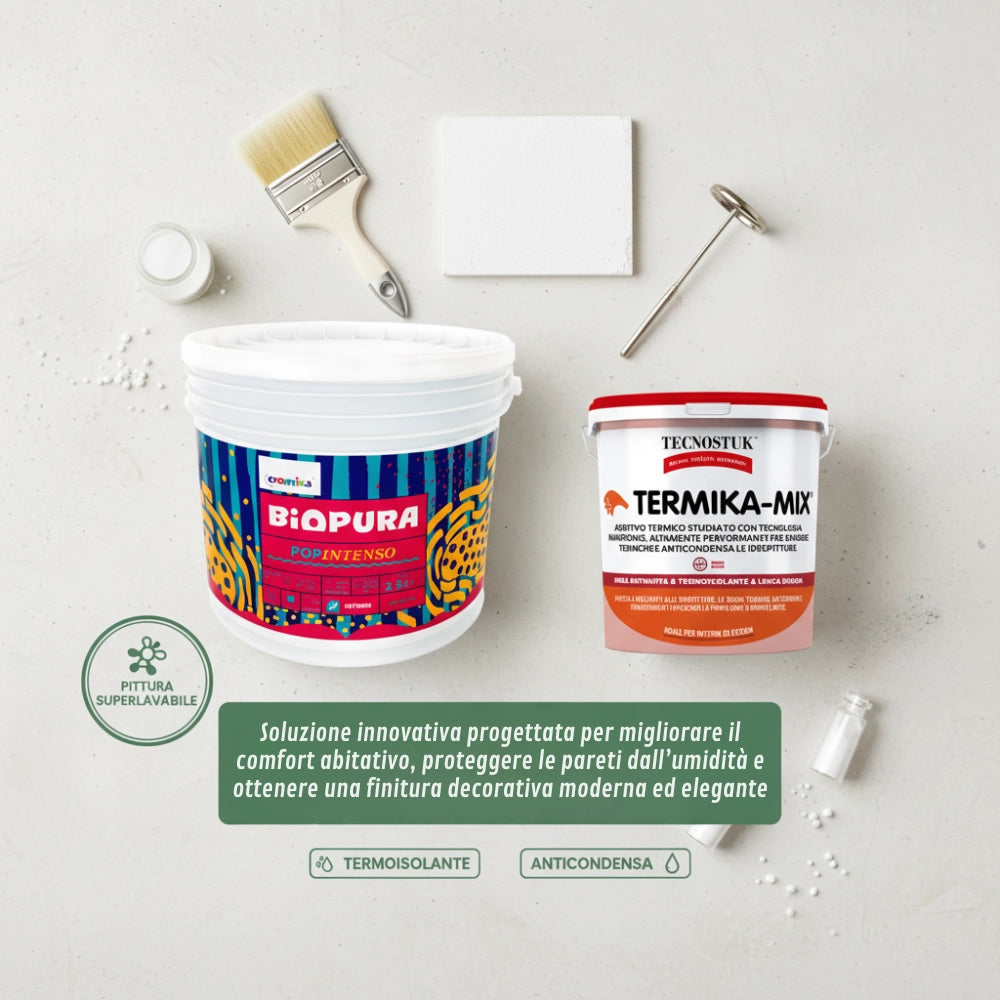 Kit pittura colorata pop intenso 2,5 l e additivo anticondensa termika-mix tecnostuk 1 l *** colore- anguria pop 2,5 ...