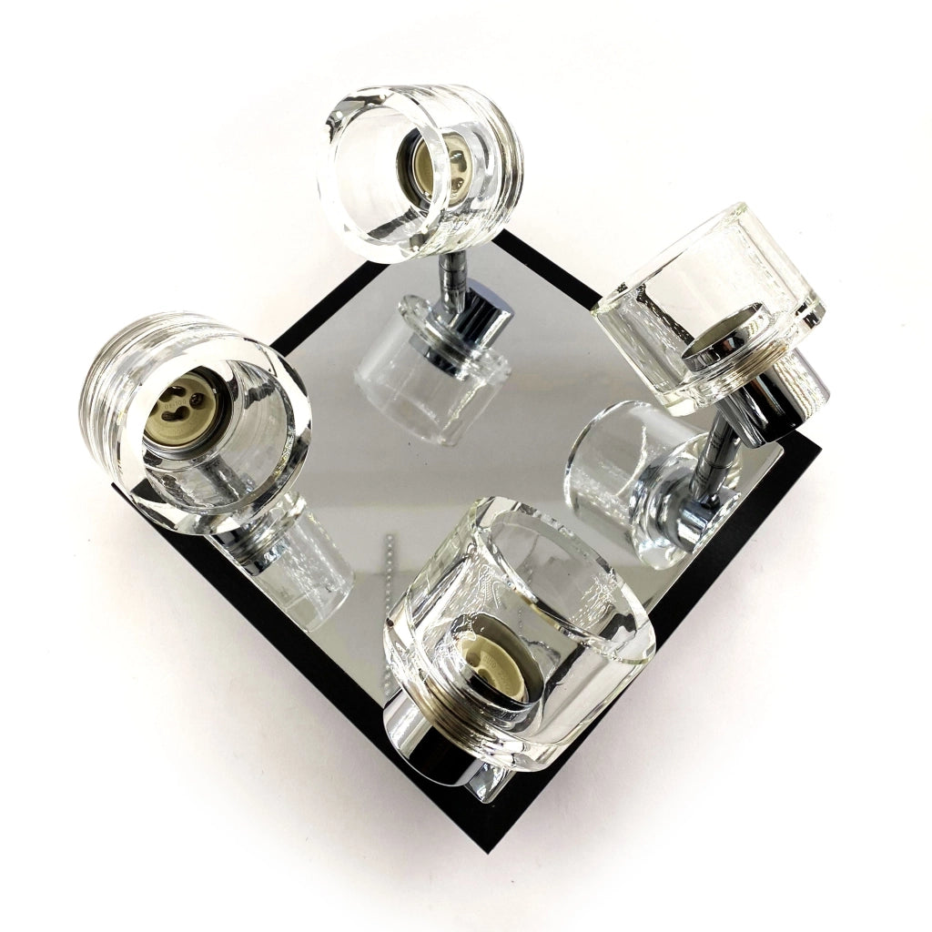 Plafoniera quadrata 4 faretti con vetro GU10 4X50W Aleyay