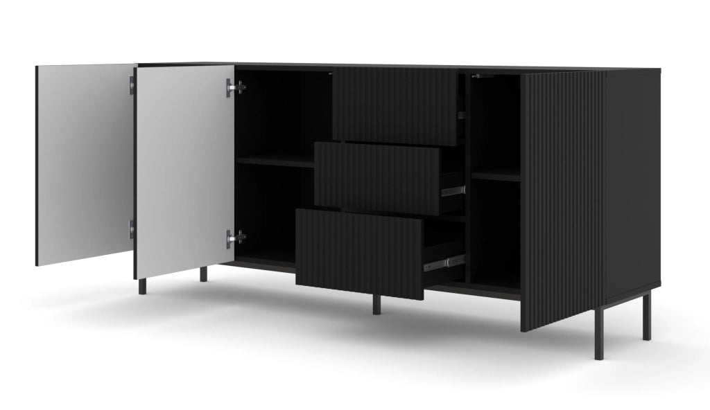 MOBILE RAVENNA B MOBILE IN MDF RIVESTITO IN FOGLIO 3D3S 200 NERO OPACO TELAIO NERO