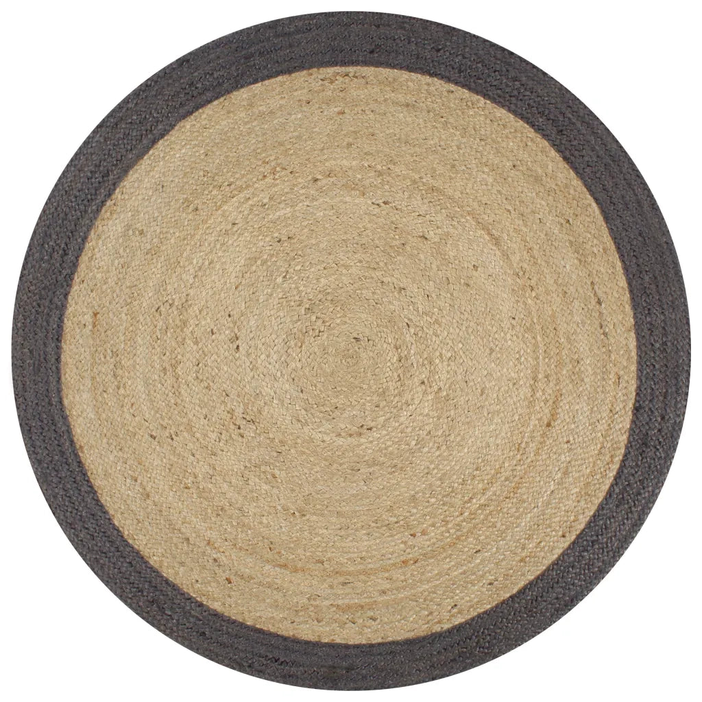 Tappeto Lavorato a Mano in Juta con Bordo Grigio Scuro 90 cm cod mxl 64837