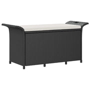 Panchina da Giardino | Panca da Giardino con Cuscino Nero 116x46x57 cm in Polyrattan