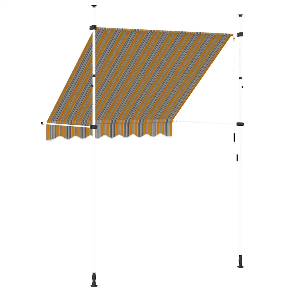 Tenda da Sole Retrattile Manuale 200 cm a Strisce Blu e Gialle cod mxl 15643