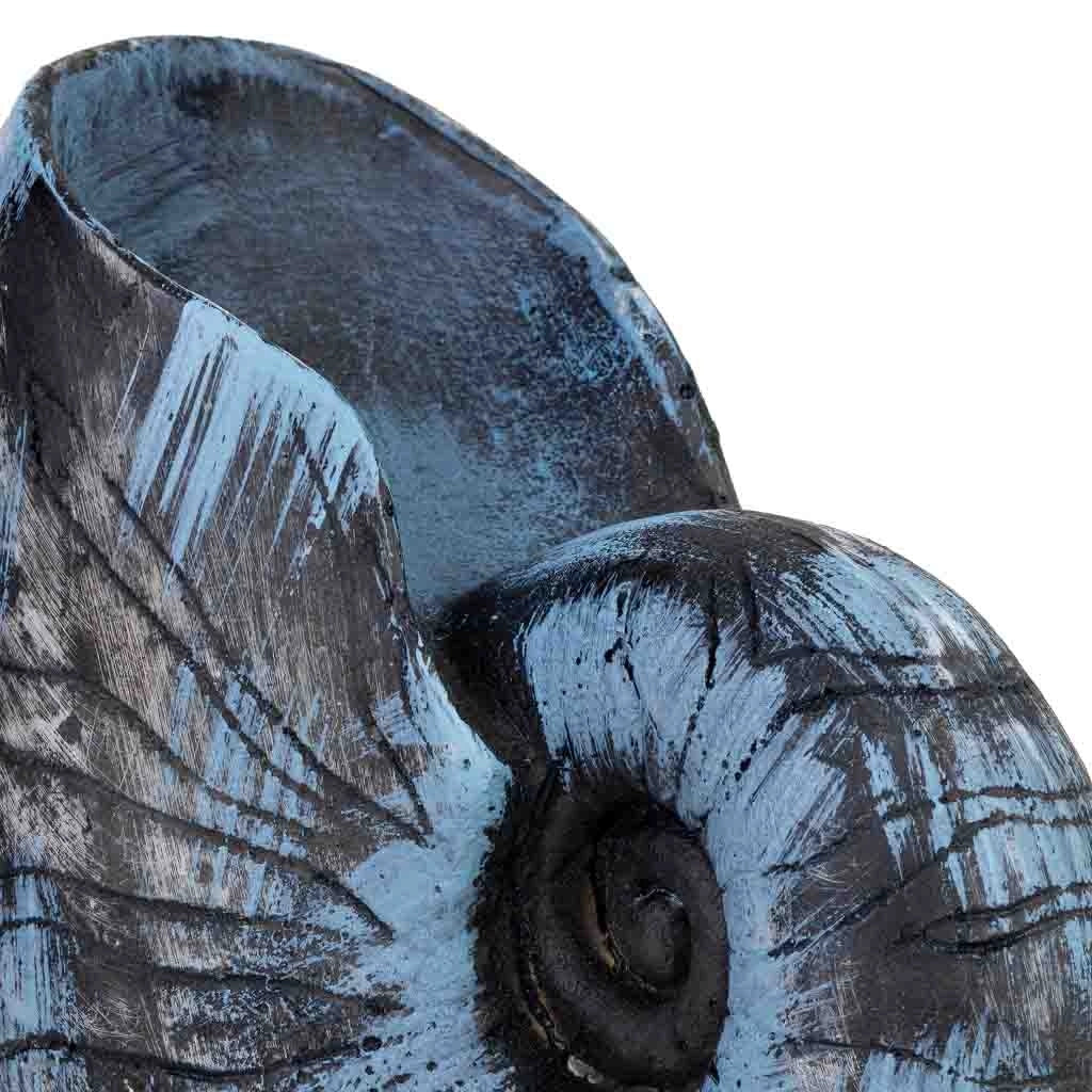 Figura decorativa a forma di conchiglia in resina blu 12x10x17h cm