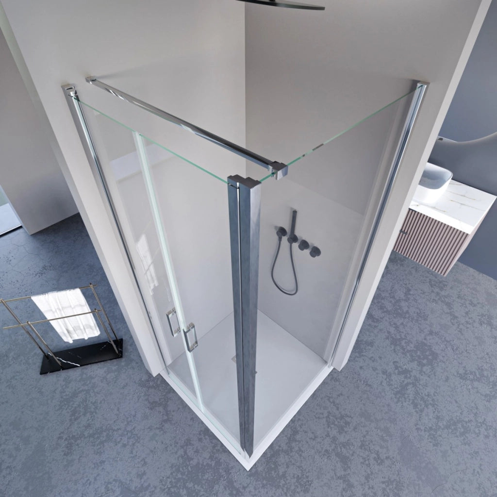 Box doccia due lati con porta saloon h195 6mm anticalcare dobla, misura 70x75