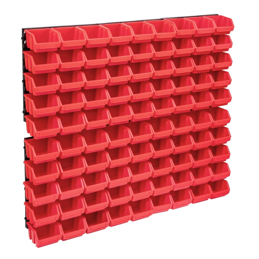 Kit di contenitori portaoggetti e pannelli da parete da 96 pezzi scatola impilabile sistema di stoccaggio degli attrezzi per garage officina fai da te rosso e nero 02_0003854