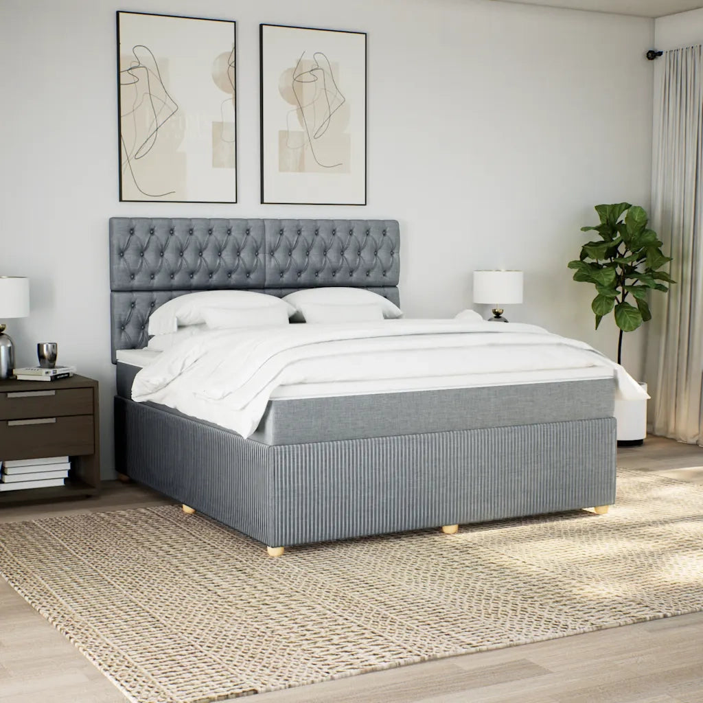 Giroletto a Molle con Materasso Grigio Chiaro180x200 cm Tessuto