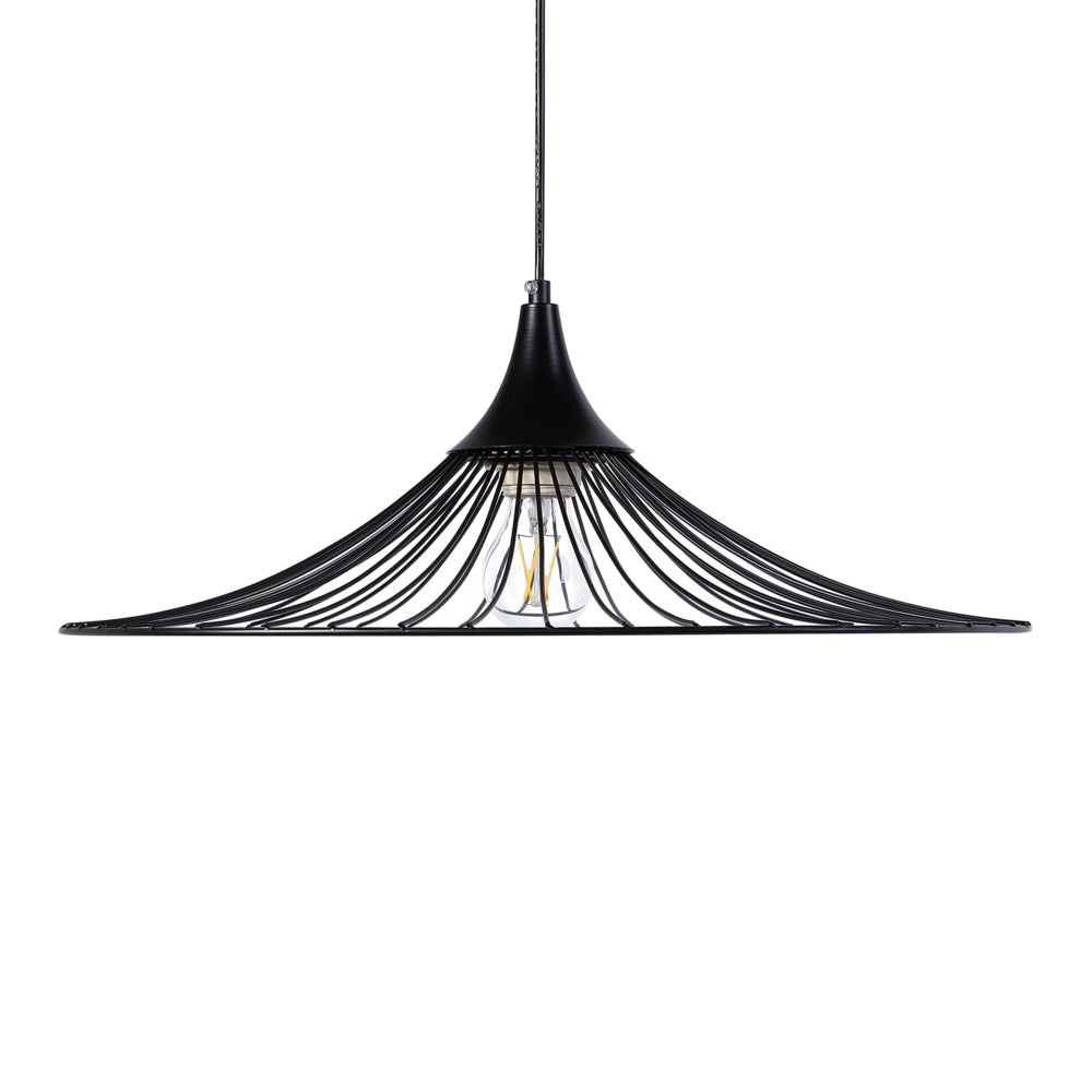 Lampada Color Nero con Paralume metallo in Filo Design Industriale