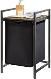 Asseccoletto Piccolo con Scomparto, 69L Asseccoletto con Tasche Estensibili, Asseccoletto, Box per Asciugatrice, Asseccoletto per Bagno, Camera da Letto, Bagno, 45x35x72 cm, Nero
