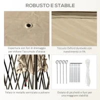Gazebo Pieghevole 3.3x3.3 m con Zanzariera, Doppio Tettuccio e Borsa da Trasporto, Beige