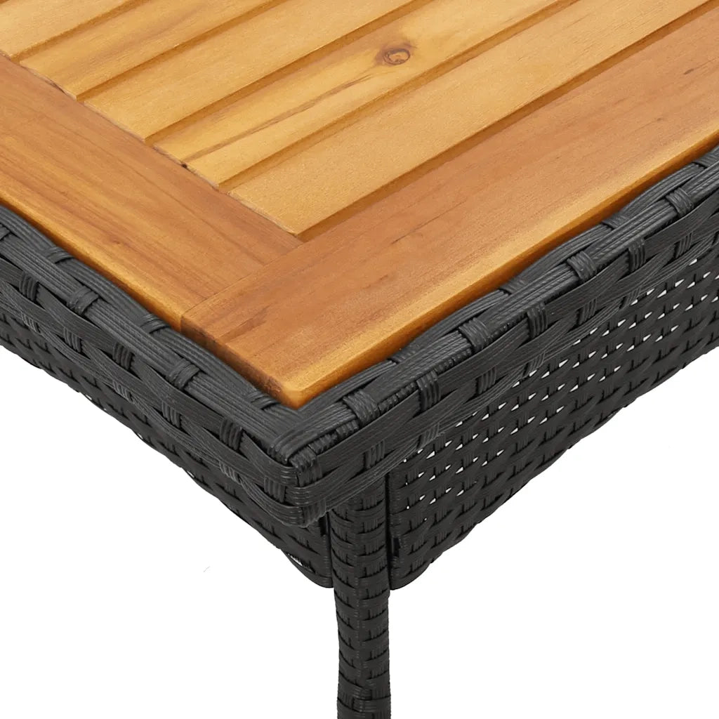 Set Pranzo da Giardino 5 pz | Set Salotto da Giardino con Cuscini Nero Polyrattan Acacia
