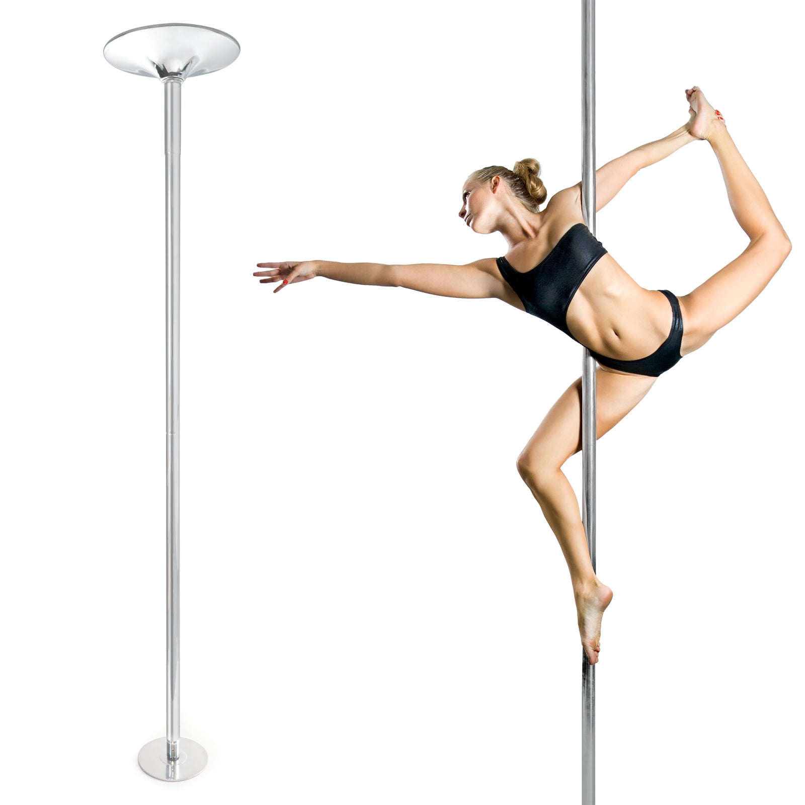 Palo da pole dance Ø 45 mm Altezza regolabile 2,31-2,74 m In acciaio Non richiede fori