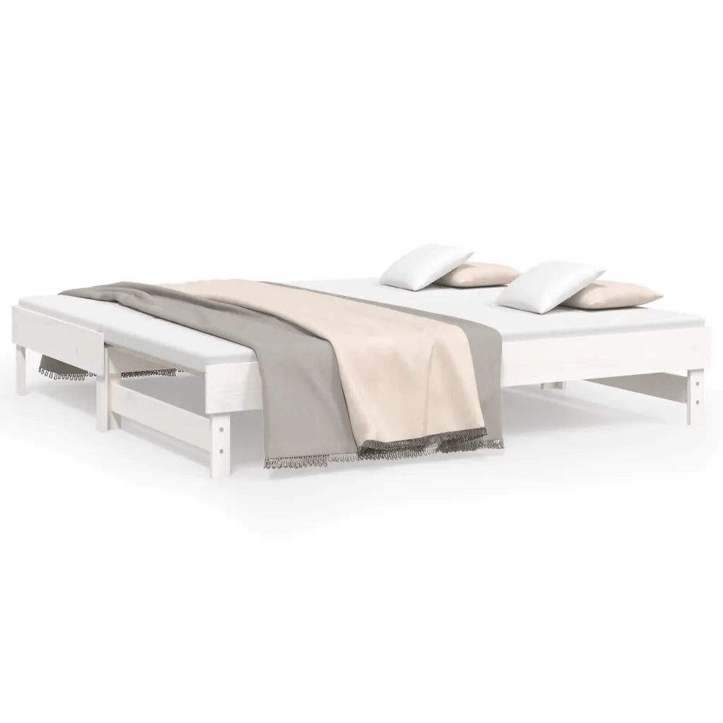 Dormeuse Estraibile Bianca 2x(90x190) cm Legno Massello di Pino