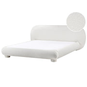 Letto rivestito in bouclé bianco sporco 180 x 200 cm design minimalista retrò camera da letto