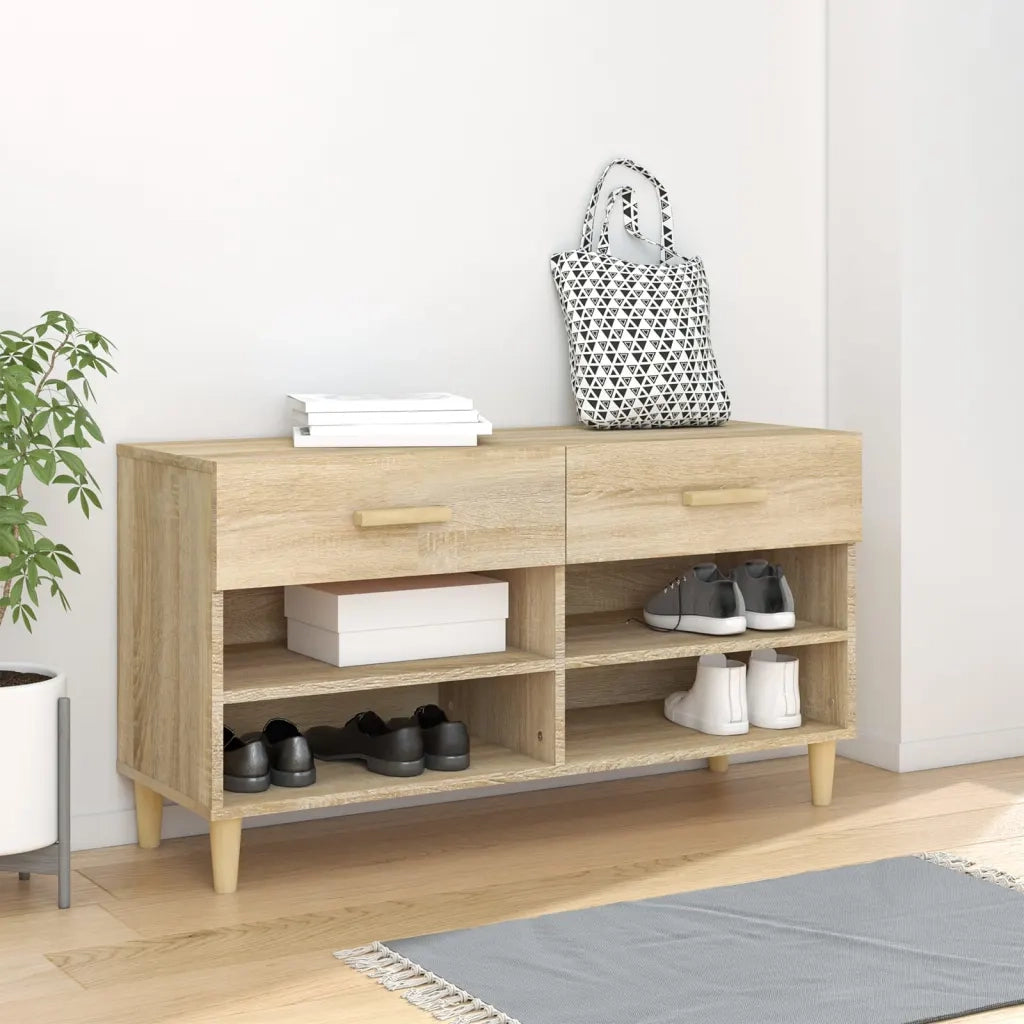 Scarpiera-Scaffale per scarpe Rovere Sonoma 102x35x55 cm in Legno Multistrato 695675