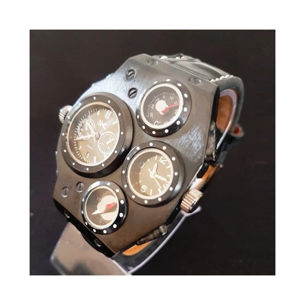Trade Shop - Orologio Da Polso Nero Uomo Analogico Quarzo Moderno Fashion Alla Moda -