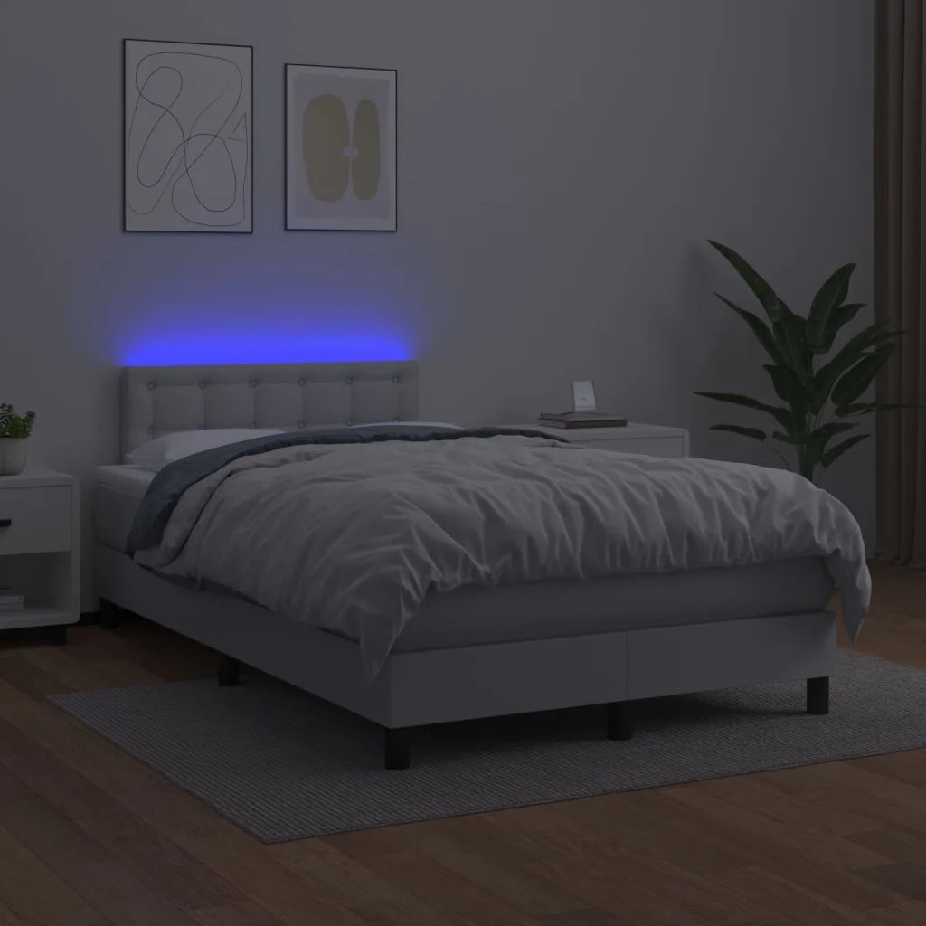 Giroletto Molle con Materasso e LED Bianco 120x200cm Similpelle 3134214