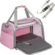Porta gatto con panno di velluto ripiegabile - sicuro e comodo - 1 pezzo - rosa - 44 x 26,5 x 27 cm