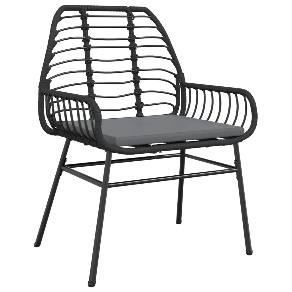 Sedie da Giardino con Cuscini 2 pz Nere in Polyrattan 369093